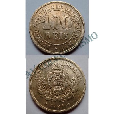 MNI 017 - Moeda 100 réis - Niquel - 1884 -  SOB