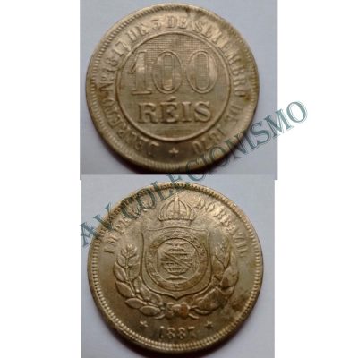 MNI 020 - Moeda 100 réis - Niquel - 1887 -  SOB