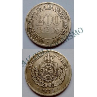 MNI 028 - Moeda 200 réis - Níquel - 1878 - SOB