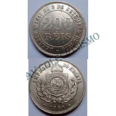 MNI 029 - Moeda 200 réis - Níquel - 1880 - SOB