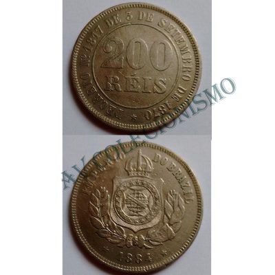 MNI 031 - Moeda 200 réis - Níquel - 1884 - SOB