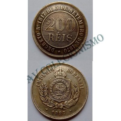 MNI 033 - Moeda 200 réis - Níquel - 1887 - SOB