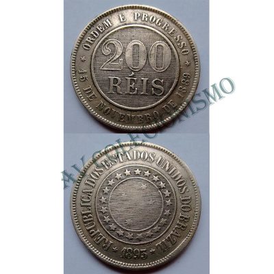 MNI 037- Moeda 200 réis - Níquel - 1893 - SOB