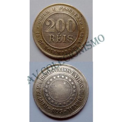 MNI 037- Moeda 200 réis - Níquel - 1893 - SOB