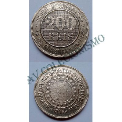 MNI 039 - Moeda 200 réis - Níquel - 1895 - SOB