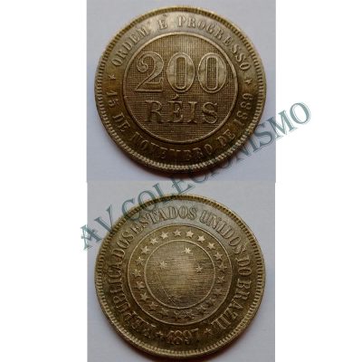 MNI 041 - Moeda 200 réis - Níquel - 1897 - SOB