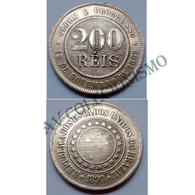 MNI 042 - Moeda 200 réis - Níquel - 1898 - SOB