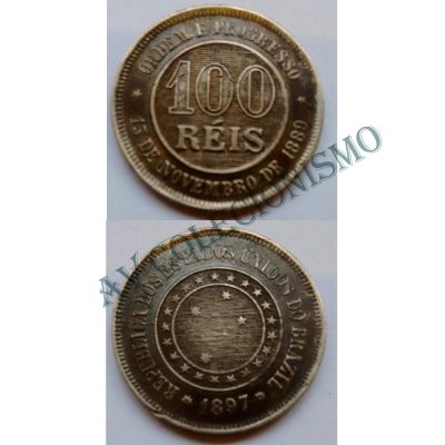 MNI 050 - Moeda 100 réis - Níquel - 1897 - SOB