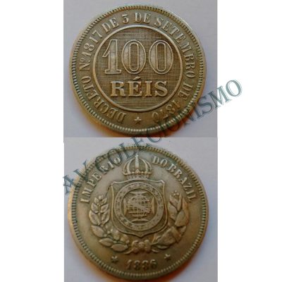 MNI 019 - Moeda 100 réis - Niquel - 1886 -  SOB