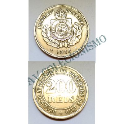 MNI 028 - Moeda 200 réis - Níquel - 1878 - MBC/SOB