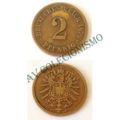 Moeda Alemanha - GEM - Km002 - 2 Pfennig - 1876F
