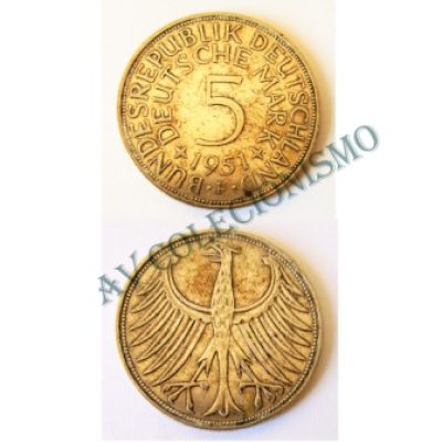 Moeda Alemanha - GFR - Km112.1 - 5 Mark - 1951F