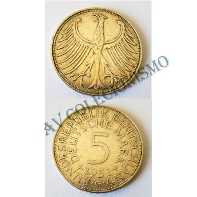 Moeda Alemanha - GFR - Km112.1 - 5 Mark - 1951G
