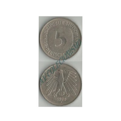 Moeda Alemanha - GFR - Km140.1 - 5 Mark - 1975F