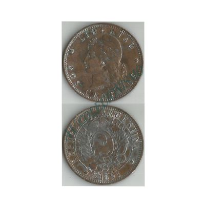 Moeda Argentina - Km033 - 2 Centavos - 1891