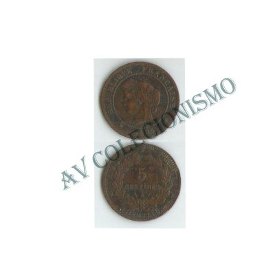 Moeda França - KM0821.1 - 5 Centavos - 1885A