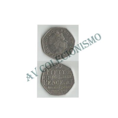 Moeda Inglaterra - Km1050 - 50 Pence - 2005