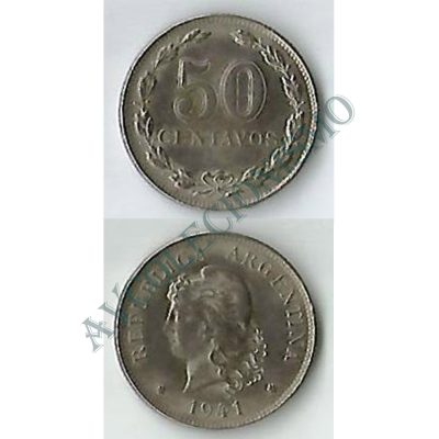 Moeda Argentina - Km039 - 50 Centavos - 1941