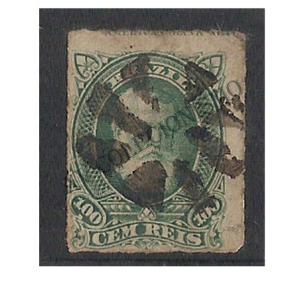 Selos Império - 41L - 100 Reis - Dom Pedro Il - Barba Branca - Percê - Legenda - 1877