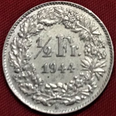Moeda Suíça - Km023 - 1/2 Franco - 1944 - Prata - 2,50 Gr - 18,20 mm - Ecepcional Peça - UNC