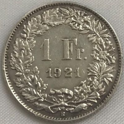 Moeda Suíça - Km024 - 1 Franco - 1921 - Prata - 5,00 Gr - 23,20 mm - Excelente Peça