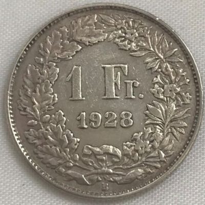 Moeda Suíça - Km024 - 1 Franco - 1928 - Prata - 5,00 Gr - 23,20 mm - Excelente Peça