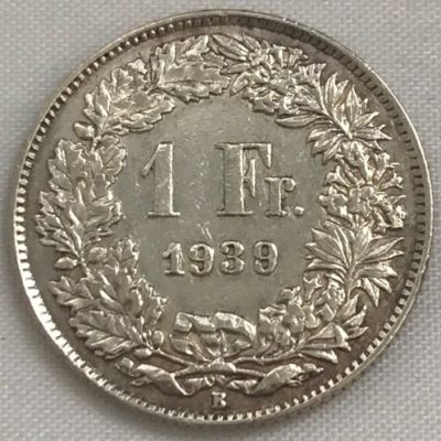 Moeda Suíça - Km024 - 1 Franco - 1939 - Prata - 5,00 Gr - 23,20 mm - Excelente Peça