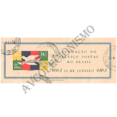 B015 U - Bloco Tricentenário dos Correios do Brasil - 1963