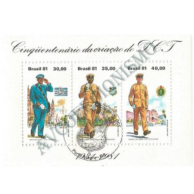 B047 CBC - Bloco Cinquentenário da criação do DCT (Departamento dos Correios e Telégrafos) - 1981