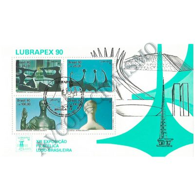 B087 CBC - Bloco LUBRAPEX 90  - XIII Exposição Filatélica Esculturas de Alfredo Ceschiatti e Bruno Giorgi - 1990