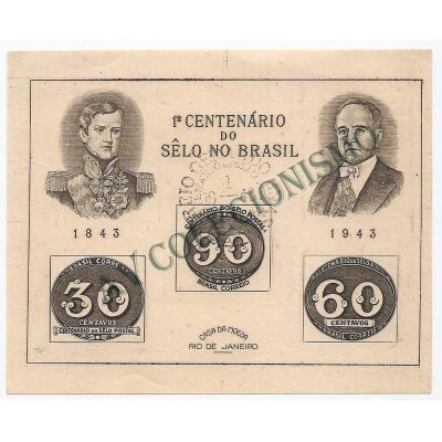 B007 - Centenario do Selo Brasileiro - 1943  - CPD