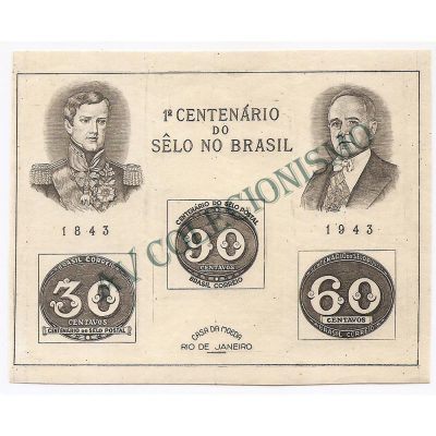 B008 - Centenario do Selo Brasileiro - 1943  - MINT