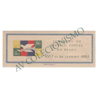 B015 - Bloco Tricentenário dos Correios no Brasil - 1963 - MINT