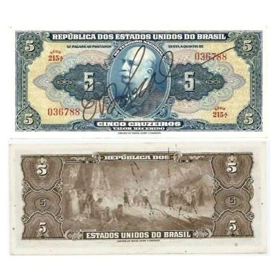 C017 - 5 Cruzeiros - Autografada - 1943 - FE
