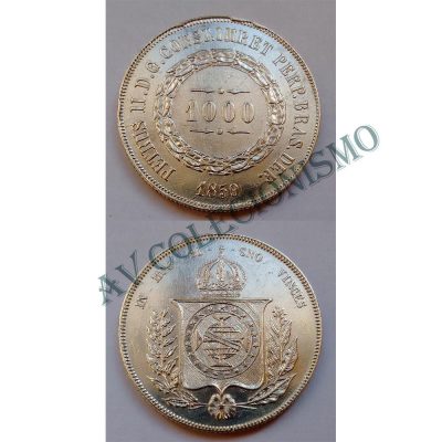 MPR 607 - Moeda 1000 réis - Prata - 1859 - SOB