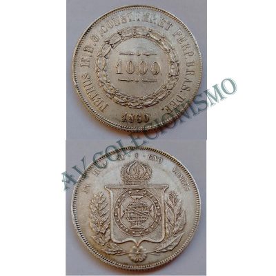 MPR 608 - Moeda 1000 réis - Prata - 1860 - MBC