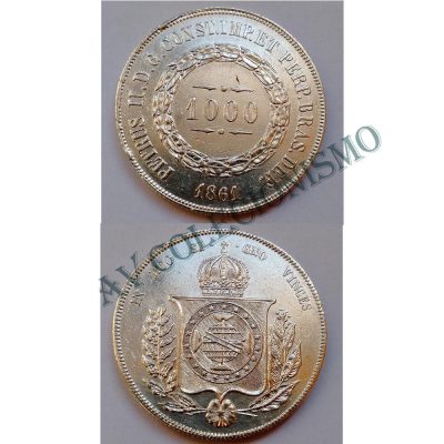 MPR 609 - Moeda 1000 réis - Prata - 1861 - SOB