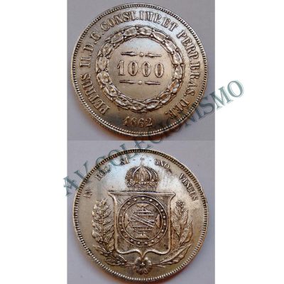 MPR 610 - Moeda 1000 réis - Prata - 1862 - SOB