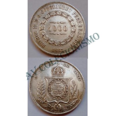 MPR 611 - Moeda 1000 réis - Prata - 1863 - SOB