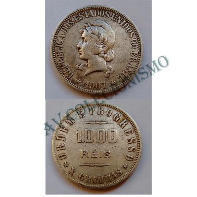 MPR 687 - Moeda 1000 réis - Prata - 1907 - MBC