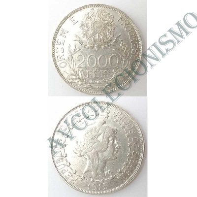 MPR 705 - Moeda 2000 réis - Prata - 1913 - Estela Ligada - MBC