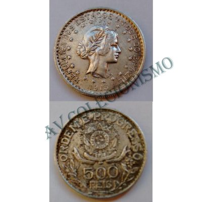 MPR 706 - Moeda 500 réis - Prata - 1913 - Estela Solta - MBC