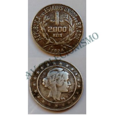 MPR 710 - Moeda 2000 réis - Prata - 1924 - MBC