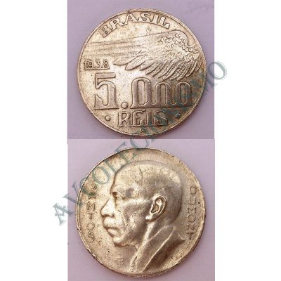 MPR 723 - Moeda 5000 réis - Prata - Santos Dumont - 1938 - MBC
