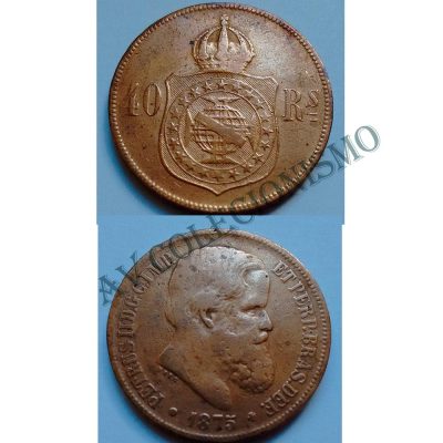 MBZ 792 - Moeda 40 Réis - Bronze - 1875 - MBC