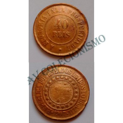 MBZ 825 - Moeda 40 Réis - Bronze - 1907 - MBC