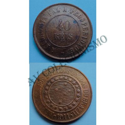 MBZ 829 - Moeda 40 Réis - Bronze - 1911 - SOB
