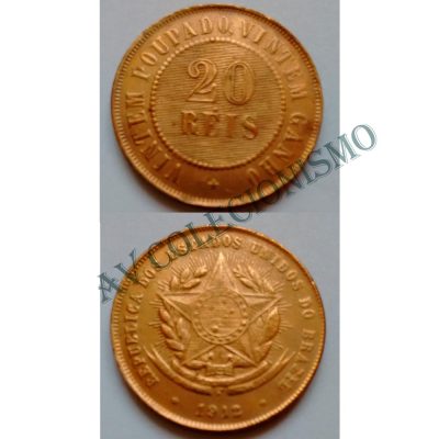 MBZ 815 - Moeda 20 Réis - Bronze - 1912 - SOB - escassa