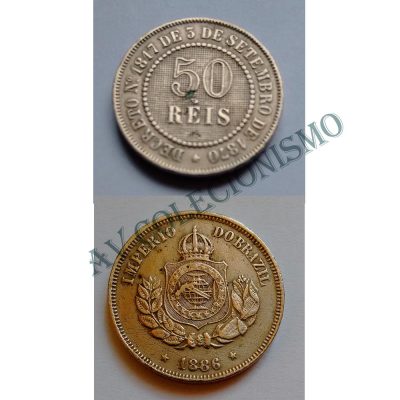 MNI 002 - Moedas 50 réis - 1886 - MBC