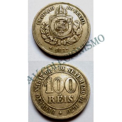 MNI 010 - Moeda 100 réis - Niquel - 1877 -  MBC